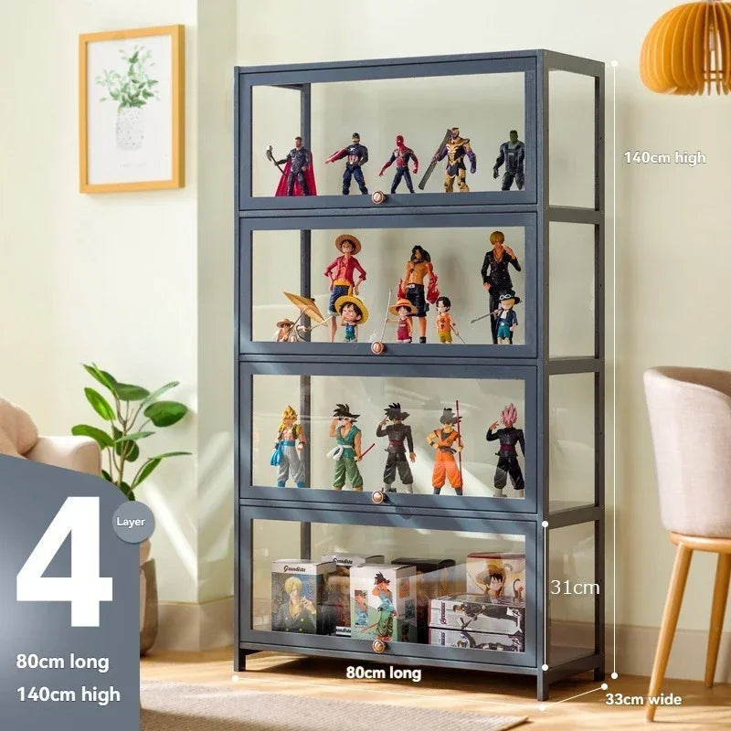 Vitrina hecha a mano, vitrina transparente a prueba de polvo con imitación de vidrio, caja de almacenamiento acrílica para juguetes Lego, estante para libros