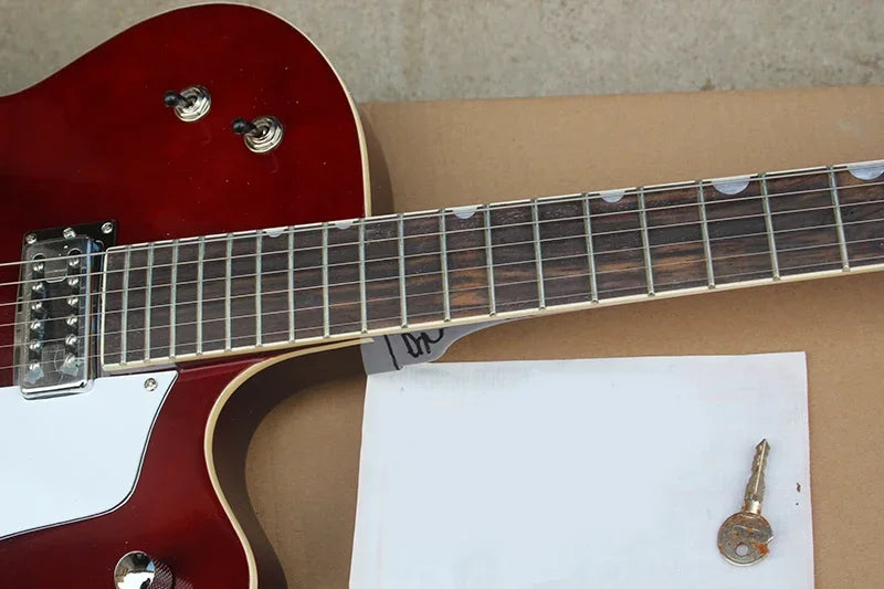 Guitarra Eléctrica Semihueca Color Vino Tinto, Guitarra Eléctrica de 6 Cuerdas