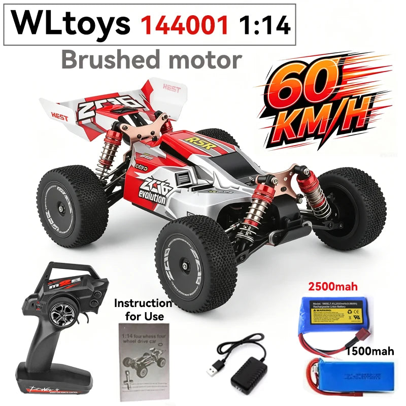 Coche RC de alta velocidad WLtoys 1/12 124017 - Vehículo eléctrico de drift 4WD sin escobillas de 75 km/h con control remoto 2.4G para carreras