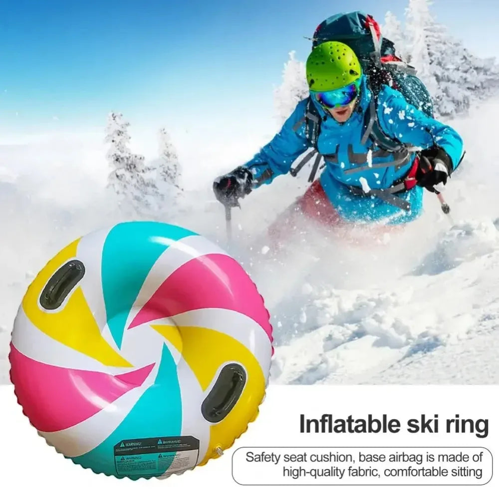 Tubo de nieve inflable de alta resistencia, trineo de PVC grueso de 80x80cm con asas dobles, tubo de trineo de invierno para colina de esquí, juegos de nieve