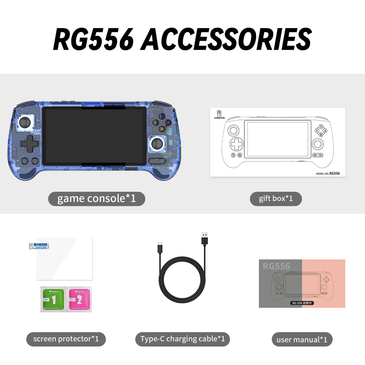 Anbernic RG556 Video Retro Game Console 64bit Android 13 System Unisoc T820 5.48-inch AMOLED Screen Hall Joystick Game Player