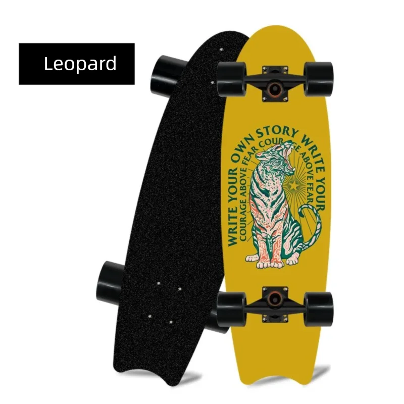 Patineta de madera de arce con cuatro ruedas y diseño de cola de pez, ideal para principiantes, para desplazarse y practicar patinaje urbano.
