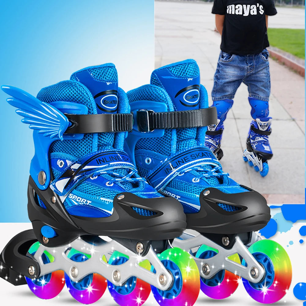 Zapatos de patín en línea parpadeantes para niños y niñas, patines de 4 ruedas para mujeres y hombres, zapatillas de patinaje al aire libre, tamaño ajustable 26-42
