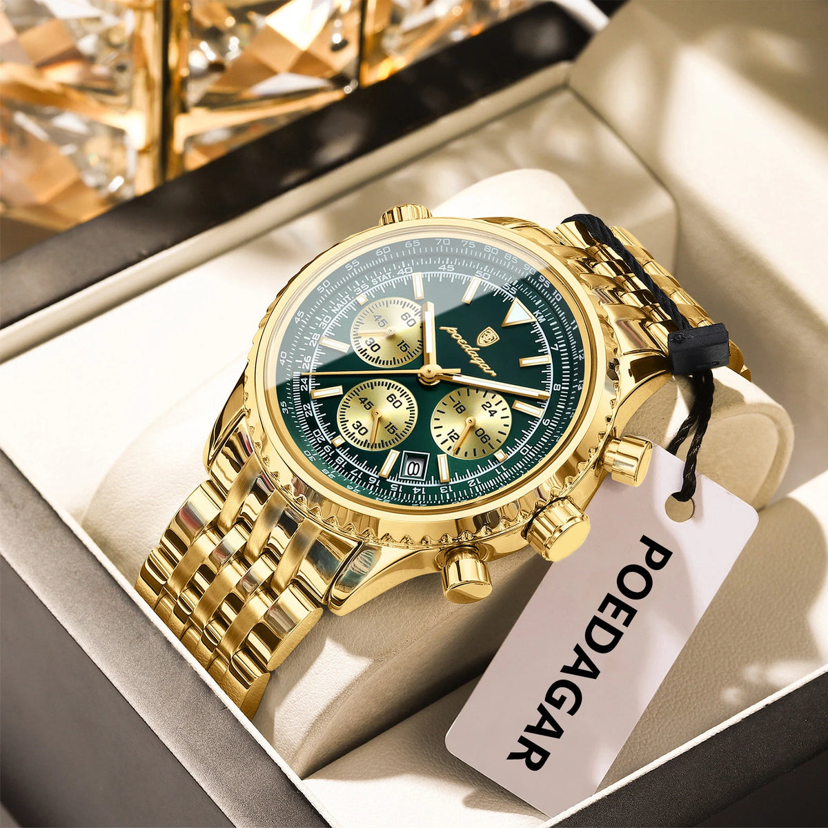 Reloj de pulsera de lujo para hombre POEDAGAR, cronógrafo, con fecha, resistente al agua y luminoso, reloj de cuarzo clásico de acero inoxidable para hombre
