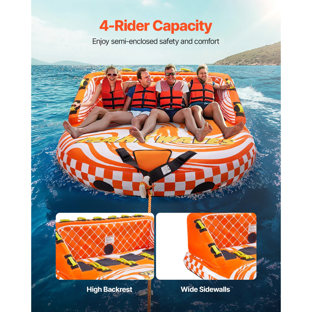 SucceBuy Tubo remolcable para canotaje, tubos inflables para barcos de 1 a 4 conductores y remolques, tubo remolcable para deportes acuáticos de 680 libras para barco para tirar
