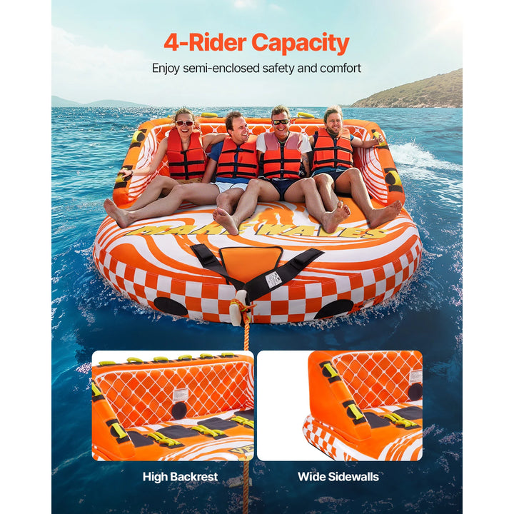 SucceBuy Tubo remolcable para canotaje, tubos inflables para barcos de 1 a 4 conductores y remolques, tubo remolcable para deportes acuáticos de 680 libras para barco para tirar