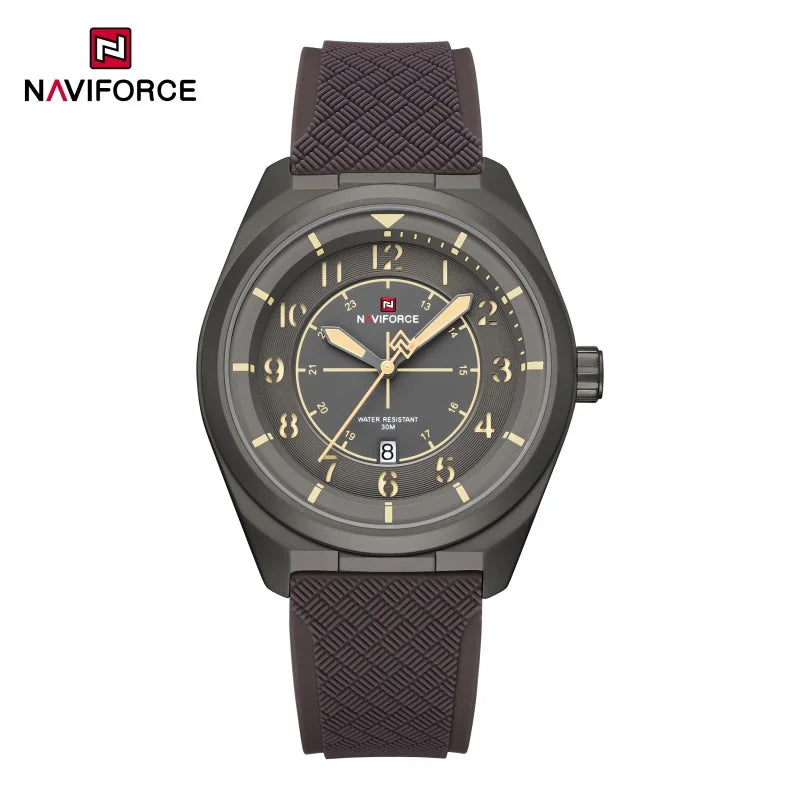 Reloj deportivo táctico militar NAVIFORCE para hombre, con correa de silicona luminosa, movimiento de cuarzo, resistente al agua 3ATM y caja de aleación de zinc
