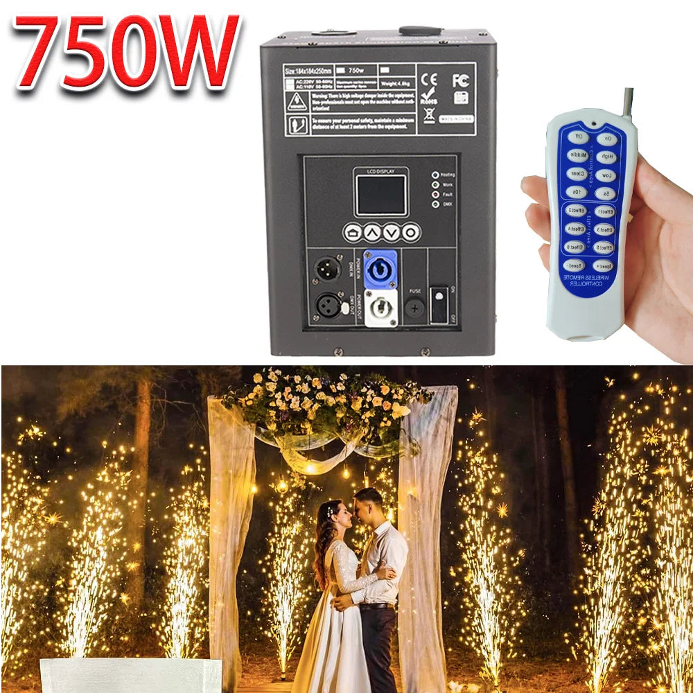 Máquina de chispa fría de 700W, máquina fría para club nocturno de boda, equipo rociador de llama fría, máquina de escenario