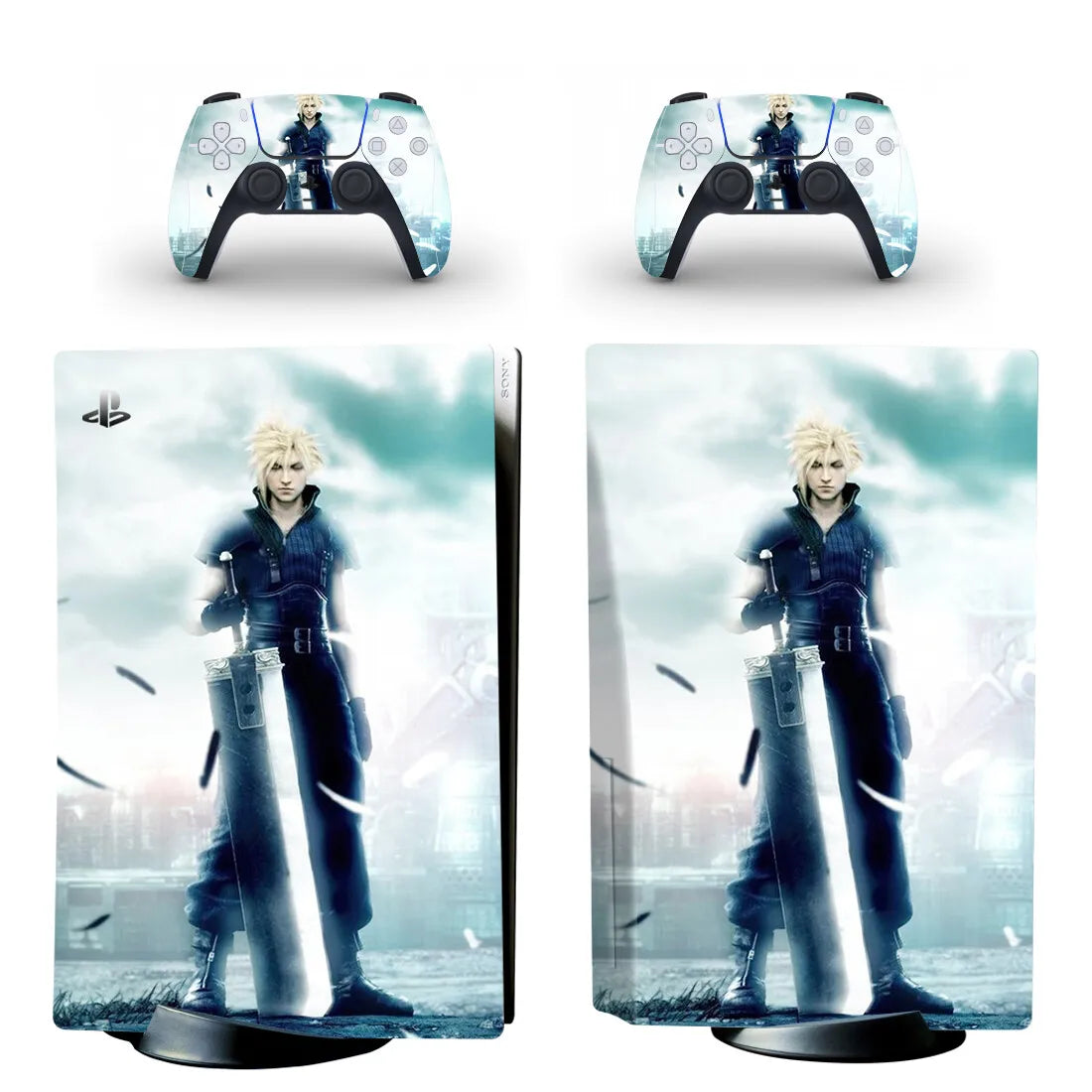 Adhesivo protector de vinilo para consola PS5 y 2 mandos, diseño de Final Fantasy (versión disco)