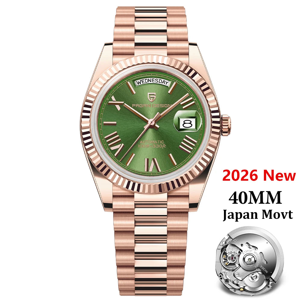 PAGANI DESIGN 2026 Nuevo reloj DD40 NH36A para hombre, reloj mecánico automático de lujo, cristal de zafiro AR, reloj de pulsera con fecha para hombre