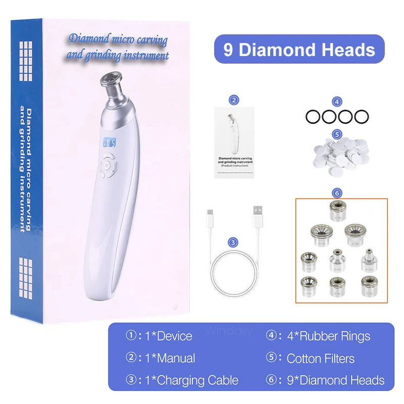 Máquina de microdermoabrasión de diamante inalámbrica 2025, eliminador de espinillas, limpiador de poros al vacío, herramienta de cuidado de la piel Facial, dispositivo de belleza Facial
