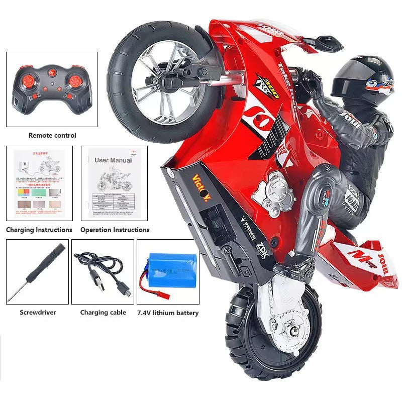RC Motorcycle Self-Balancing 6 Axis of Gyroscope Stunt Racing Motorcycle Plastic RTR High Speed Off-Road Model Kid Toys For Boy