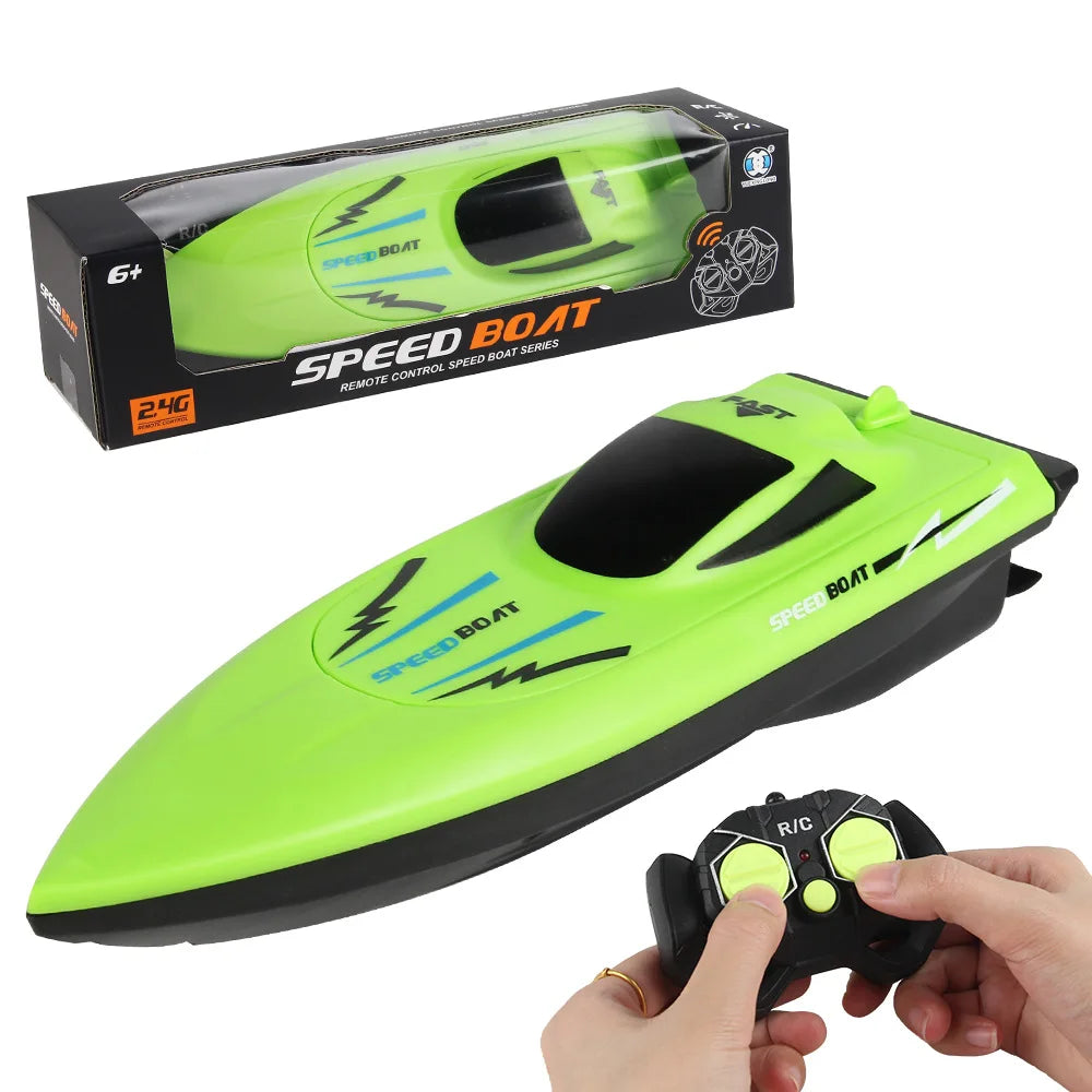Lancha a control remoto para niños, juguete de carreras acuáticas RC de 2.4G, modelo de lancha rápida ligera con doble hélice, juguete eléctrico para piscina