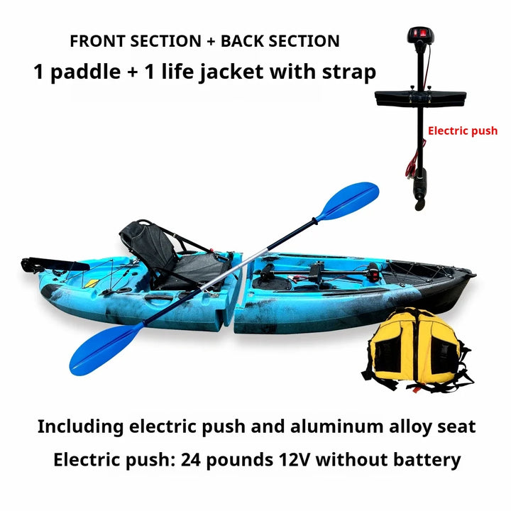 Kayak LLDPE portátil 2025 con canoa eléctrica impulsada por Pedal de carcasa dura dividida para Solo Tandem Lake Sea Adventures montaje Modular