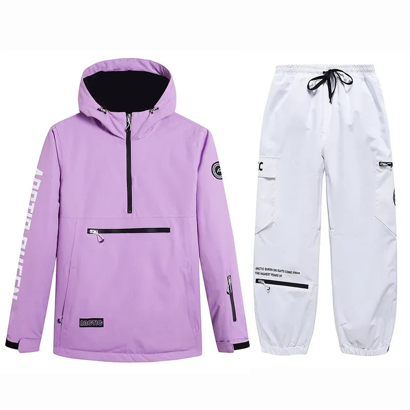 Conjuntos de Trajes de Nieve para Hombre y Mujer, Ropa de Snowboard, Ropa de Invierno para Exteriores, Sudadera con Capucha, Traje Impermeable, Chaqueta de Esquí + Pantalones