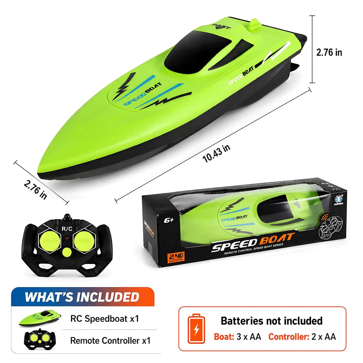Lancha rápida a control remoto de 2.4G para niños – Juguete de barco RC eléctrico rápido con motor doble, modelo impermeable para piscinas y juegos al aire libre