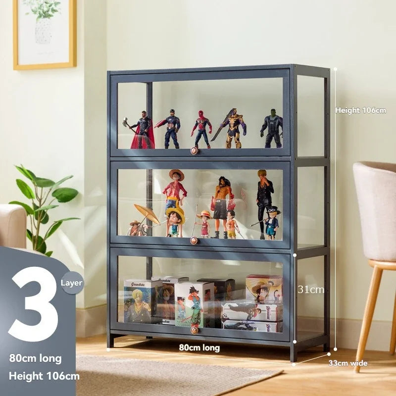 Vitrina hecha a mano, vitrina transparente a prueba de polvo con imitación de vidrio, caja de almacenamiento acrílica para juguetes Lego, estante para libros