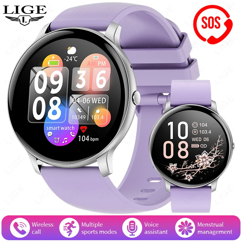 LIGE Waterproof Women Smart Watch Heart Rate Blood Pressure Monitoring Men Smartwatch Sport Ladies Smart Watches For Android IOS