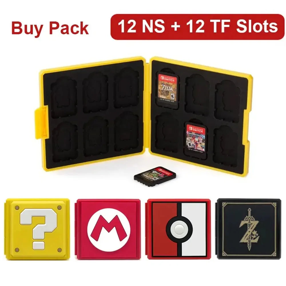Estuche rígido 12 en 1 para tarjetas de juego Switch OLED, caja de almacenamiento, estuche para cartuchos de juego para consolas NS Switch y tarjetas de memoria Micro SD