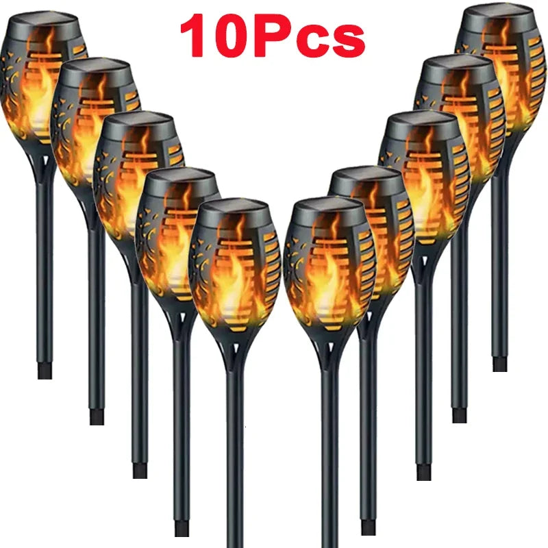 1/2/4/6/8/10 piezas de luces solares de antorcha con efecto de llama, parpadeantes, impermeables, para decoración de jardín, exteriores, césped, camino, patio, lámparas de pie