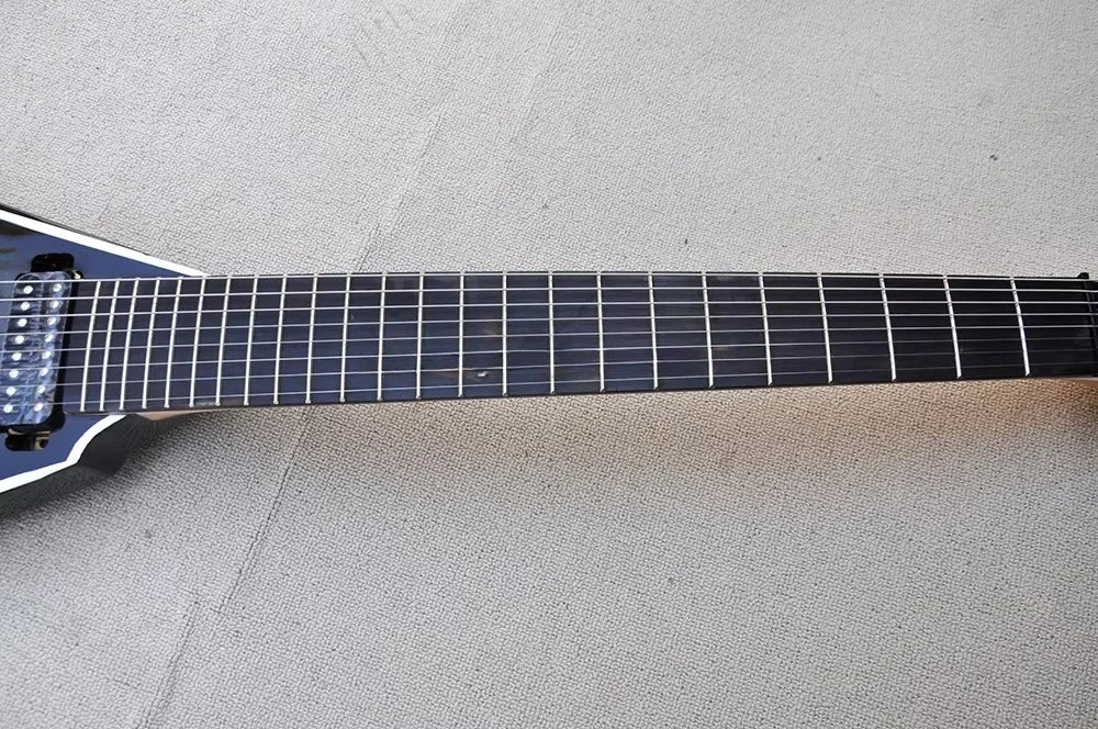 Guitarras Eléctricas en Forma de V, Guitarra Profesional de 8 Cuerdas, Chapa de Arce Flameado, Diapasón de Ébano