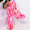 Nuevas botas altas de invierno por encima de la rodilla botas de nieve para mujer más botas de piel de zorro de imitación cálidas de terciopelo botas de invierno de piel de mapache de imitación