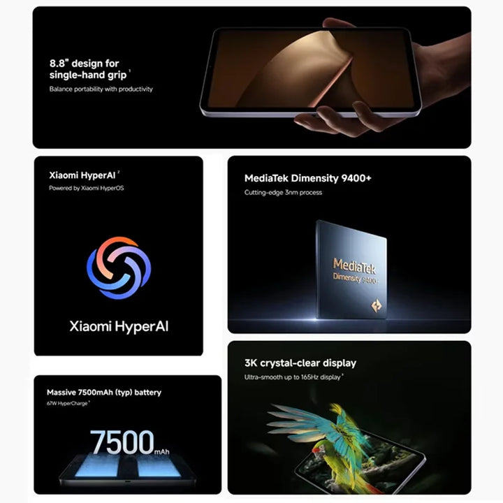 Versión Global Xiaomi Pad Mini Tablet Procesador MediaTek Dimensity 9400+ Batería de Gran Capacidad de 7500mAh Pantalla de 8.8" 3K 165Hz 67W