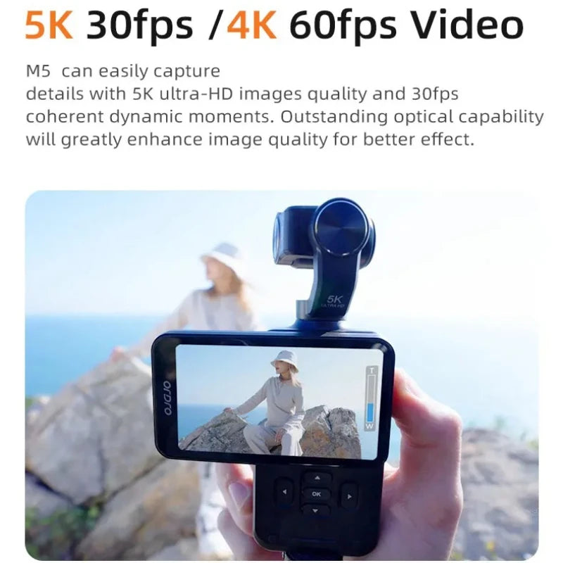 Cámara de acción Vlog M5 180 °   Lente de rotación Pantalla de 3,5" Seguimiento facial IR Vison nocturno 5K Videocámara digital antivibración de 3 ejes