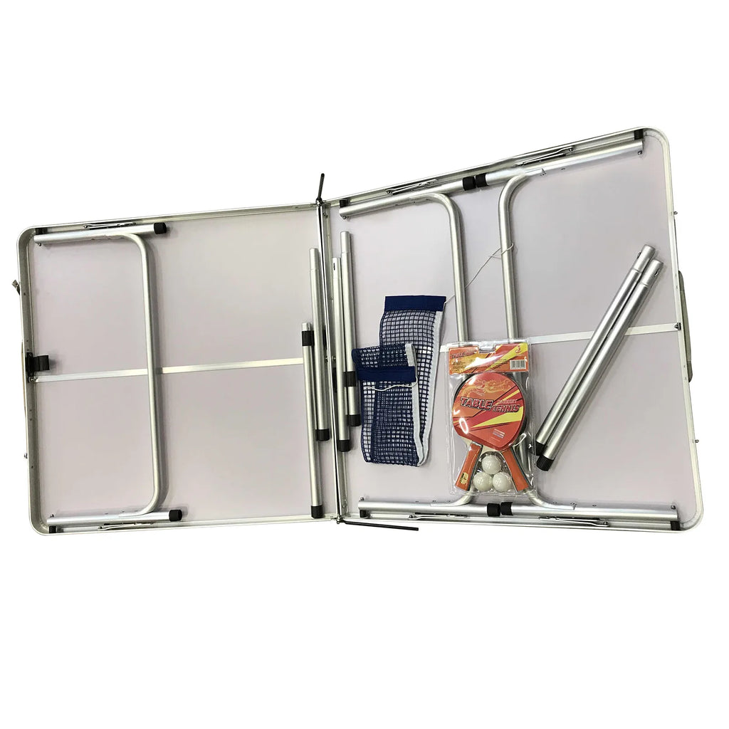 Mesa de Ping Pong Plegable con Raquetas y Pelotas, Diseño que Ahorra Espacio, Alta Capacidad de Carga, Uso Interior/Exterior, Asa de Transporte Fácil