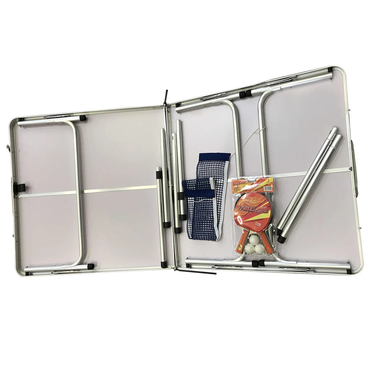 Mesa de Ping Pong Plegable con Raquetas y Pelotas, Diseño que Ahorra Espacio, Alta Capacidad de Carga, Uso Interior/Exterior, Asa de Transporte Fácil