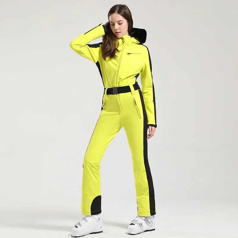 Traje de esquí de una pieza para mujer, chaqueta cálida para Snowboard al aire libre, conjunto de esquí, monos impermeables a prueba de viento, ropa de invierno, novedad de 2025