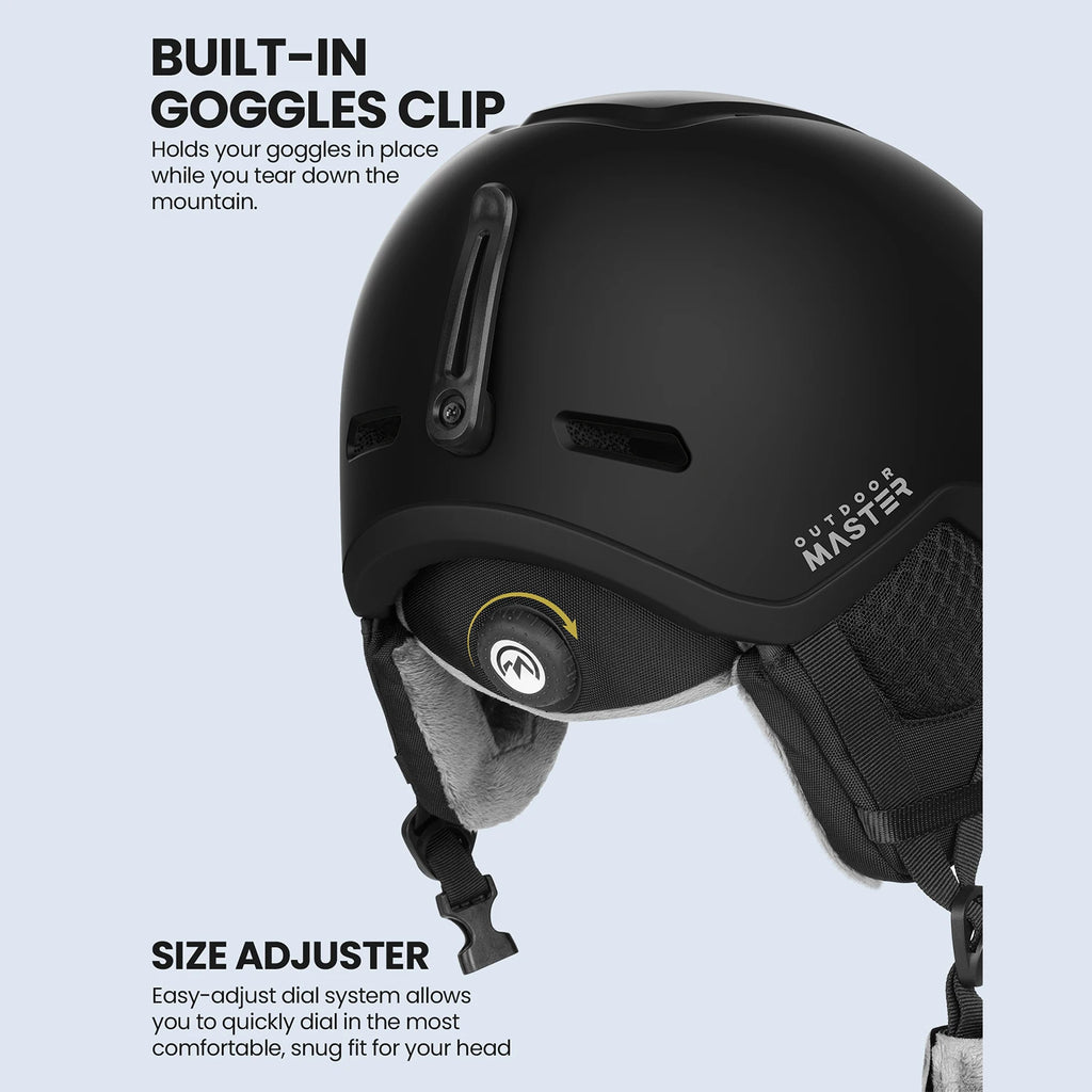Casco de Esquí OutdoorMaster MIPS con Orejeras, 8 Ventilaciones Ajustables, PC+EPS, Alta Calidad, para Snowboard, Esquí, Skateboard y Deportes al Aire Libre