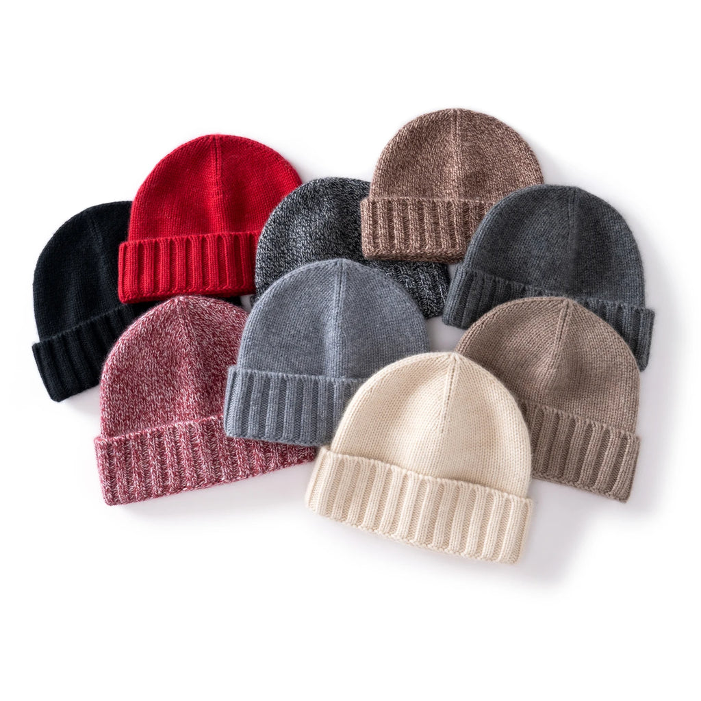 MERRILAMB, gorros de punto Unisex, gorro de Cachemira pura para exteriores, gorro de invierno, gorro de Cachemira gruesa, gorros informales suaves y cálidos para hombres y mujeres