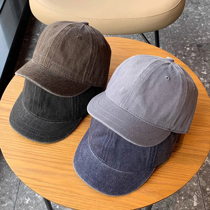 Gorra de béisbol vintage de mezclilla de ala corta para mujer y hombre, estilo coreano JK, gorra de algodón lavado, estilo hip hop, ajustable, tipo camionero