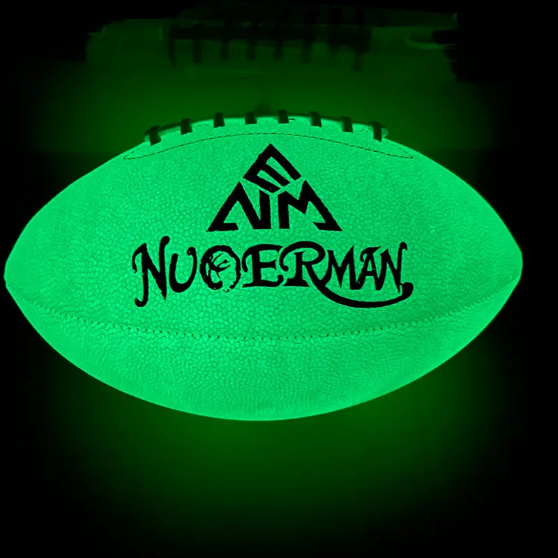Balón de Fútbol Americano PU Night Glow, Auténtico, Tamaño Adulto 9, Grabado Personalizado, Regalo de Cumpleaños, Balón de Entrenamiento y Competición