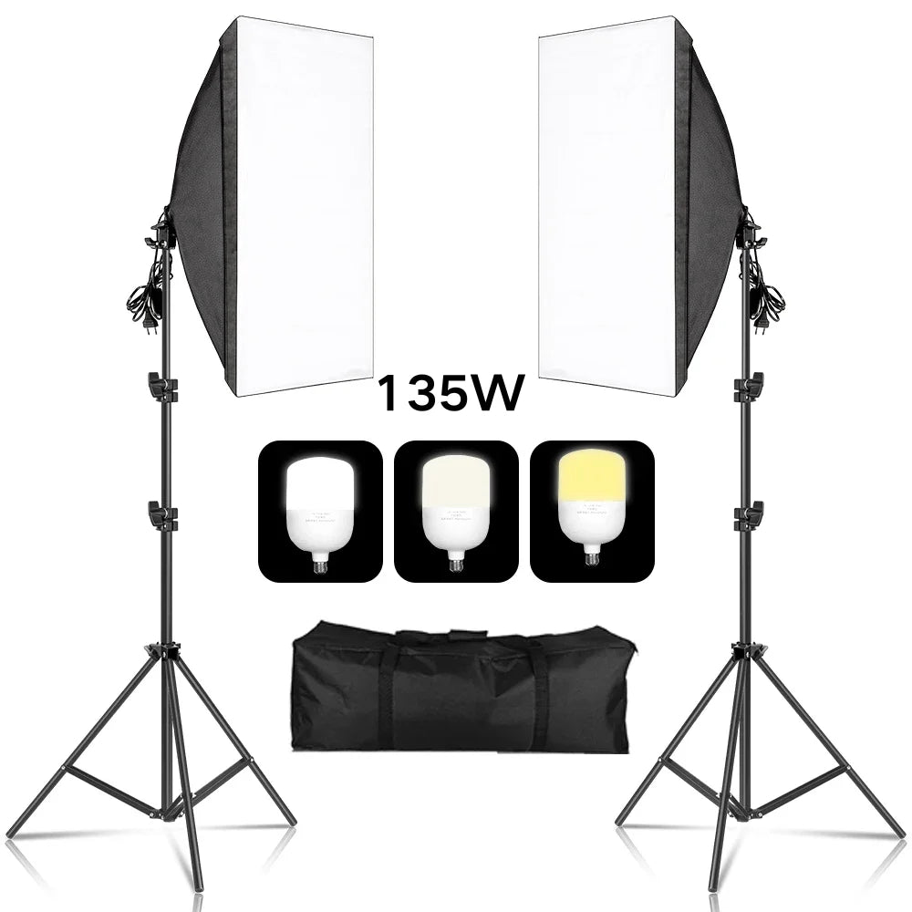 Kit de fotografía de luz Softbox, trípode de fotografía de 2M para luz de disco de caja suave Led de 45W, soporte de estudio fotográfico, iluminación, lámpara de grabación de vídeo