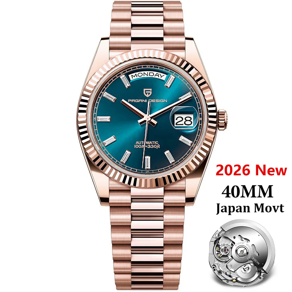PAGANI DESIGN 2026 Nuevo reloj DD40 NH36A para hombre, reloj mecánico automático de lujo, cristal de zafiro AR, reloj de pulsera con fecha para hombre