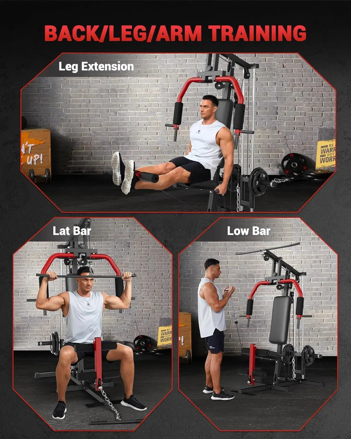 Sistema de Gimnasio Multifuncional para el Hogar – Equipo de Entrenamiento de Fuerza con Polea de Cable – Estación de Ejercicio de Cuerpo Completo para Press de Pecho, Lat Pulldown, Extensión de Piernas, Remo, Butterfly