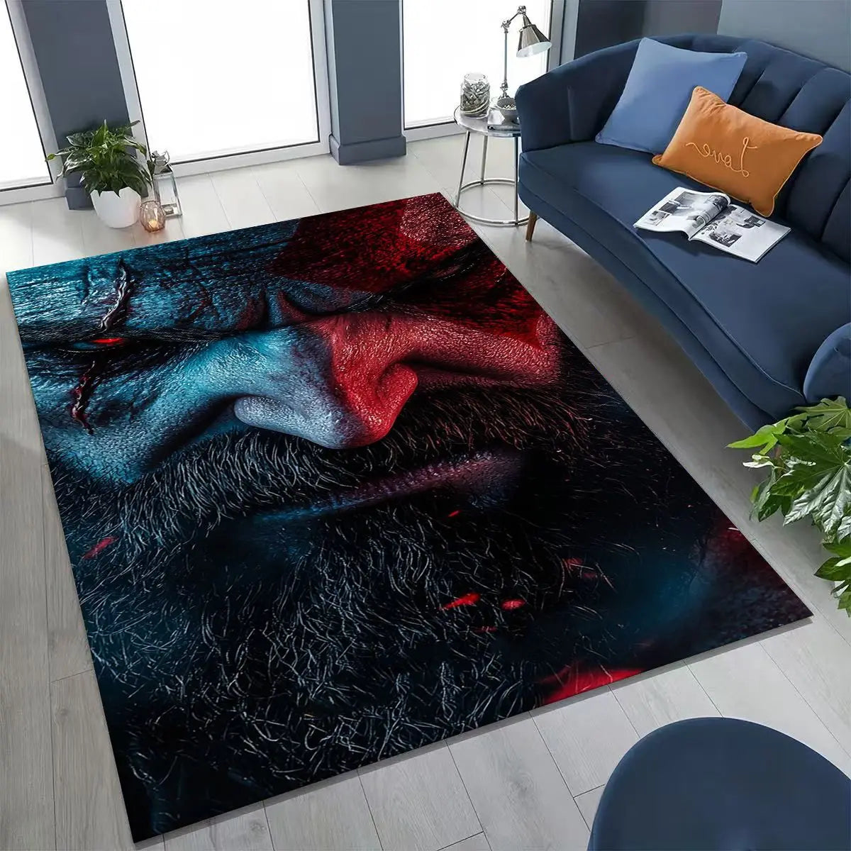 Alfombra de God of War Kratos para dormitorio, sala de estar, sofá, decoración del hogar, felpudo, alfombrilla antideslizante grande para juegos infantiles