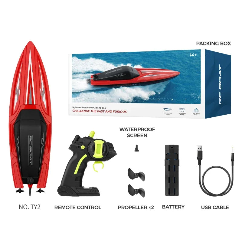 2.4G Mini RC Speedboat Multiple Player Game Double Motor High Speed Ship Lake Pool Bathtub Waterproof RC Stunt Boat Toy for Kids