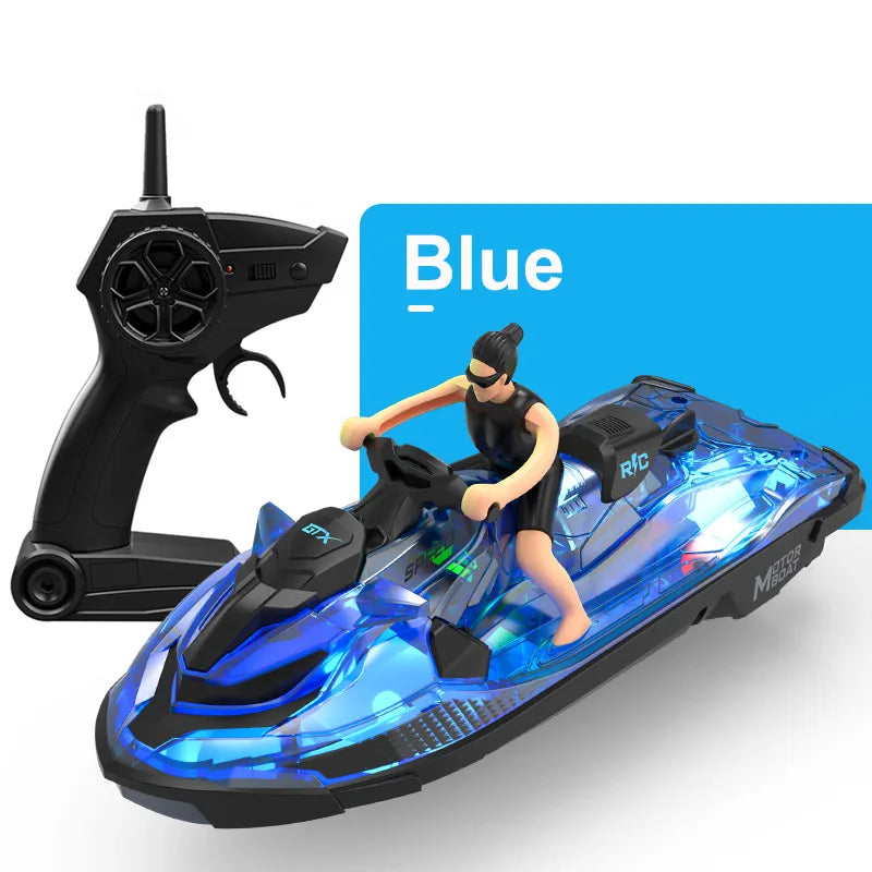 Lancha motora de control remoto RC de verano 2.4G, barco de control remoto con luces, yate eléctrico de alta velocidad, juguete acuático
