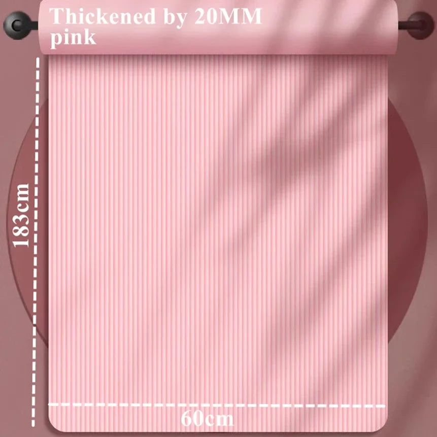 Tapete de Yoga para Ejercicio de 183x60cm, 20mm de Grosor, para Pilates en Interiores, Reducción de Ruido, Resistente a la Humedad, Antideslizante y Duradero