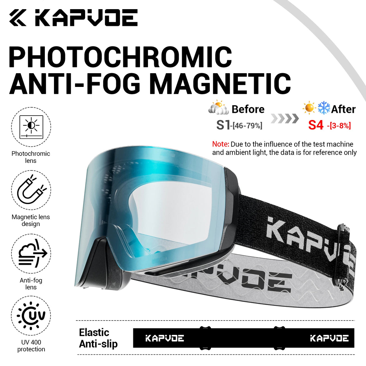 KAPVOE Gafas de nieve magnéticas Protección UV antivaho de doble capa para esquiar Snowboard Claridad de alta definición Esquí unisex
