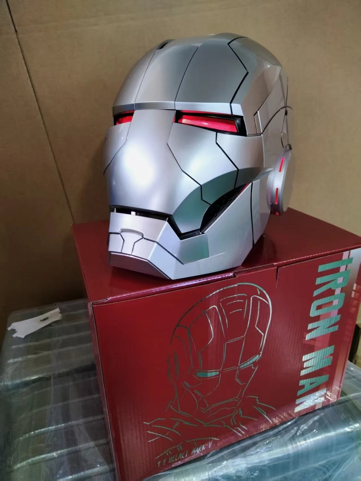Casco de Iron Man Mk5 Mk7 Mk50 Mk17, Casco Usable con Control Remoto de Voz Eléctrico, Regalo Coleccionable para Adultos para Juego de Roles