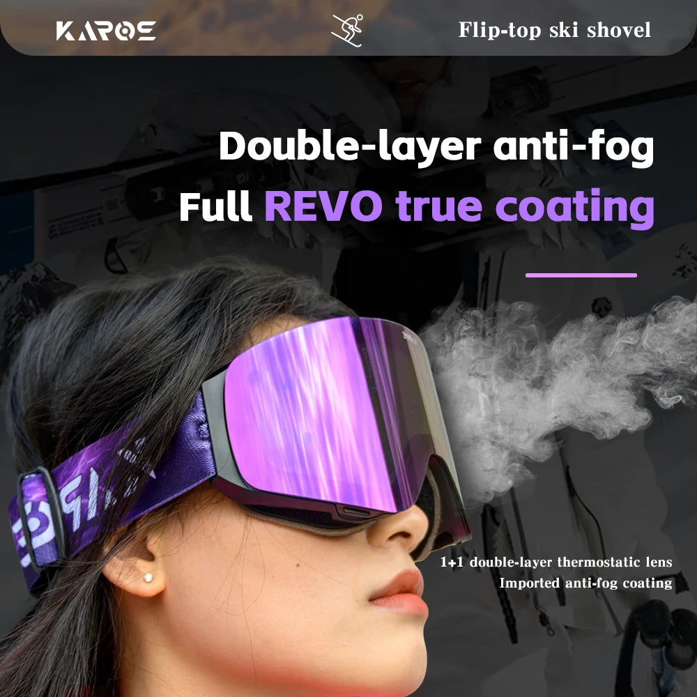 Nuevas gafas de esquí con tapa abatible, doble capa, antiniebla, lente cilíndrica grande, protección UV, gafas para deportes de invierno, Snowboard, motos de nieve