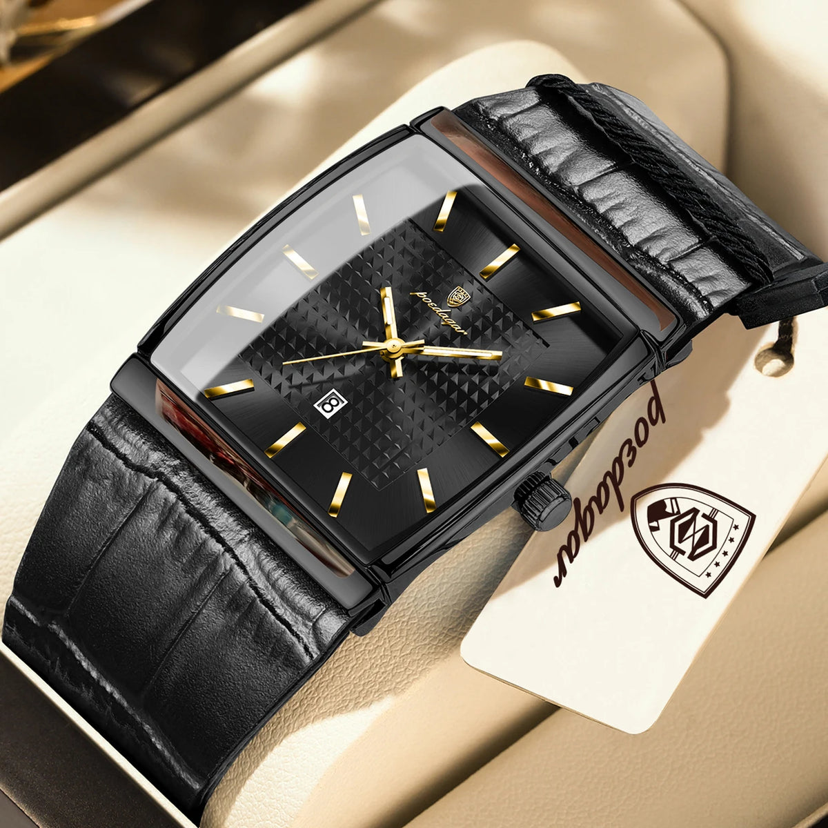 Reloj de pulsera para hombre POEDAGAR de alta calidad, estilo ejecutivo, con fecha, resistente al agua, luminoso y de cuarzo con correa de piel.