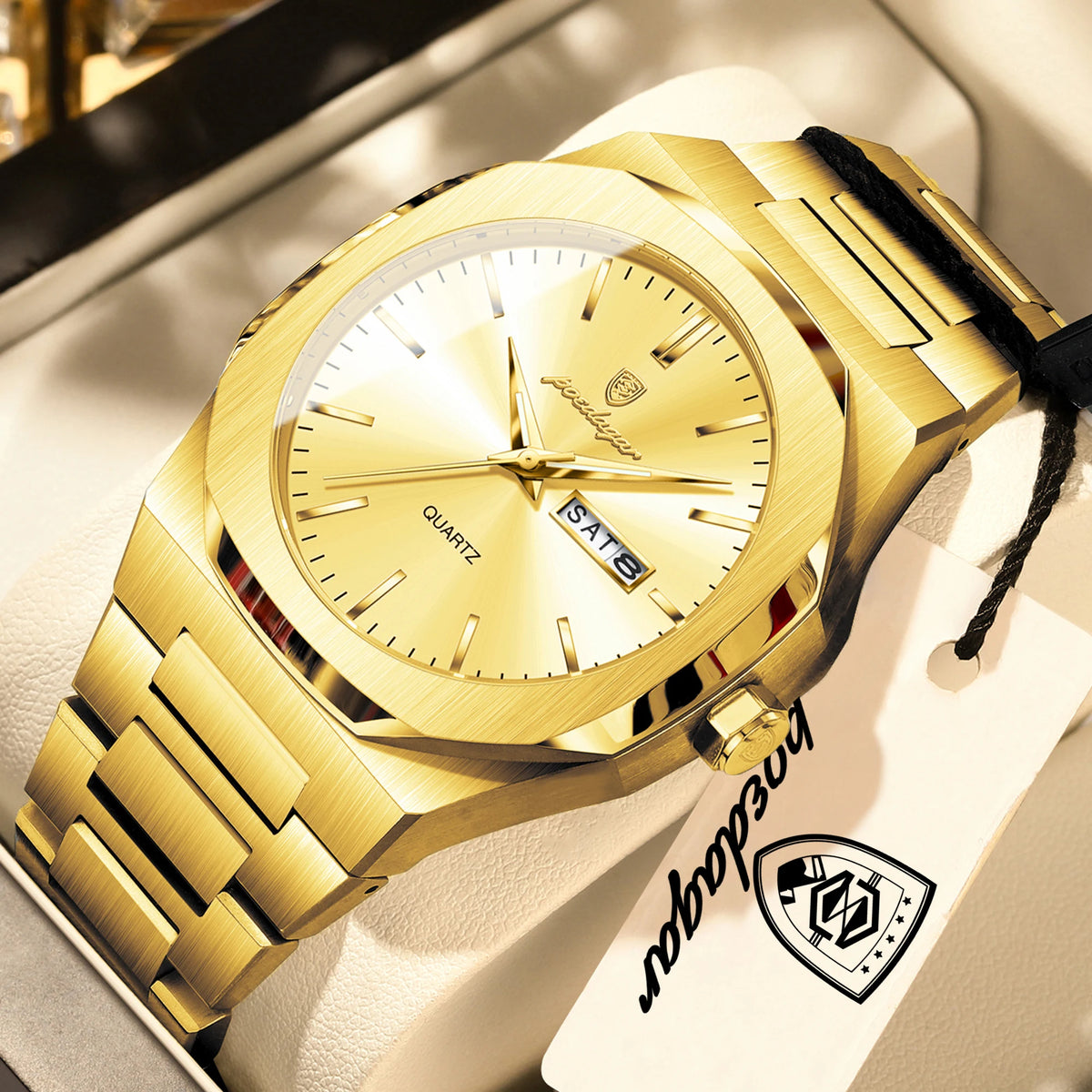 POEDAGAR Top Fashion Brand Man Clock Luminous Waterproof Stainless Steel Men's Watch Date Week Quartz Business Watches For Men Relogio Masculino