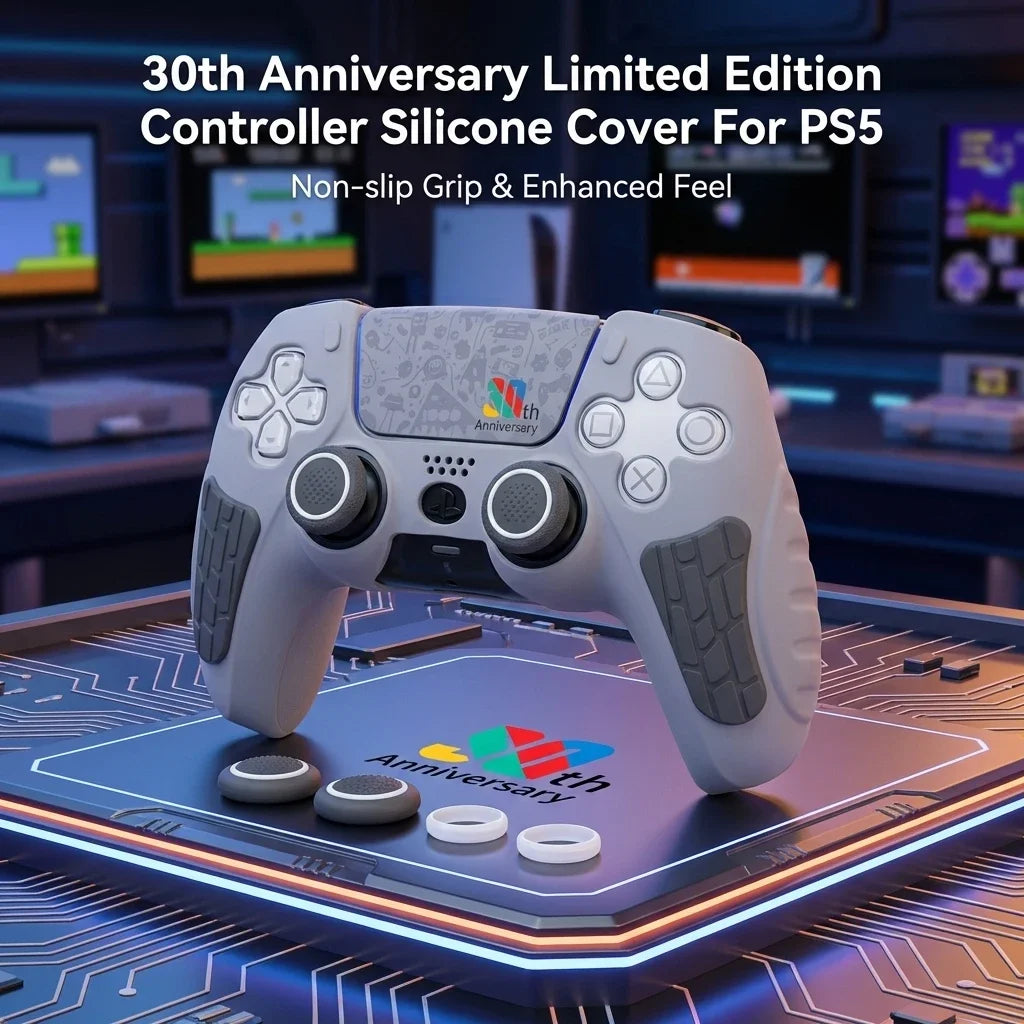 Funda de silicona para control de PS5 de edición limitada, 30.º aniversario, con adhesivo para panel táctil, accesorio de carcasa para control de PlayStation 5