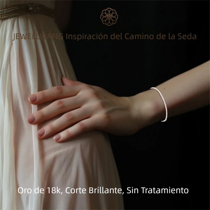 JEWELLWANG Pulsera de tenis de oro de 18K con diamantes cultivados en laboratorio, claridad D VVS, pulsera de diamantes con pavé completo, joyería de lujo para mujer para uso diario y banquetes