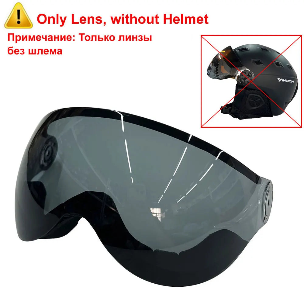 MOON-casco de esquí moldeado integralmente, gafas de PC + EPS, de alta calidad, para deportes al aire libre, esquí, Snowboard, monopatín